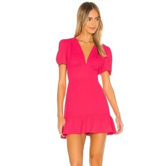 Amanda Uprichard Pink Rosen V-Neck Minidress. Size M - Picture 2 of 7